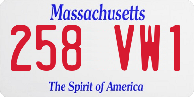 MA license plate 258VW1
