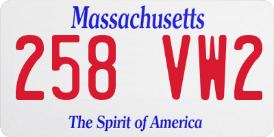 MA license plate 258VW2