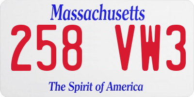 MA license plate 258VW3