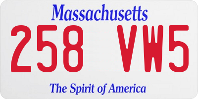 MA license plate 258VW5