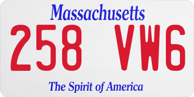 MA license plate 258VW6