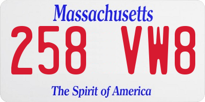 MA license plate 258VW8