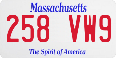 MA license plate 258VW9