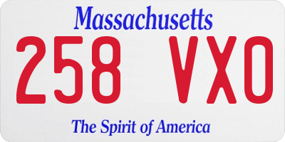 MA license plate 258VX0