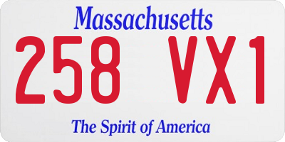 MA license plate 258VX1