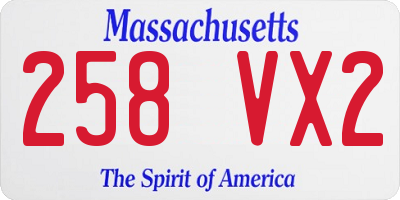 MA license plate 258VX2