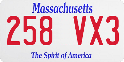 MA license plate 258VX3