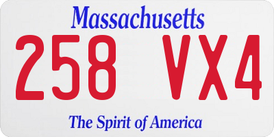 MA license plate 258VX4