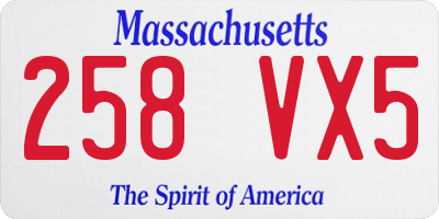MA license plate 258VX5