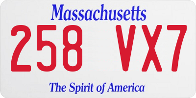 MA license plate 258VX7