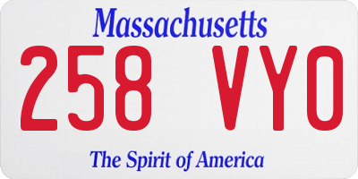 MA license plate 258VY0