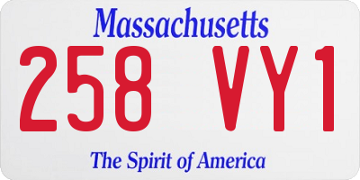 MA license plate 258VY1