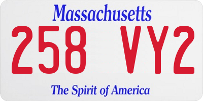 MA license plate 258VY2