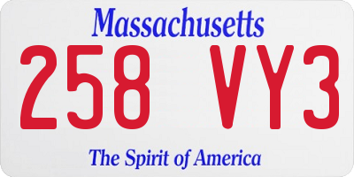MA license plate 258VY3