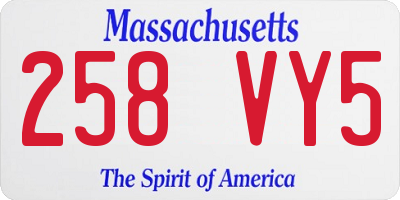 MA license plate 258VY5