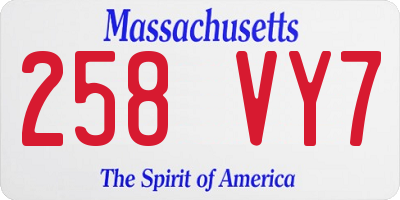 MA license plate 258VY7