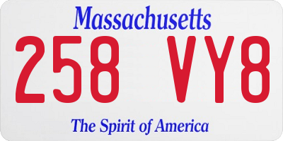 MA license plate 258VY8