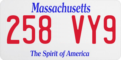 MA license plate 258VY9