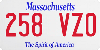 MA license plate 258VZ0