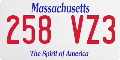 MA license plate 258VZ3