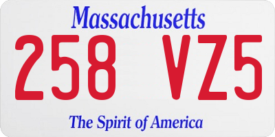 MA license plate 258VZ5