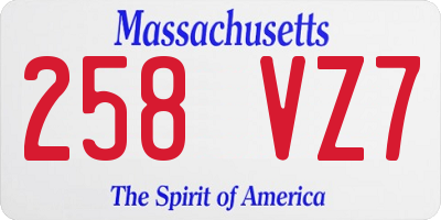 MA license plate 258VZ7