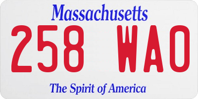 MA license plate 258WA0