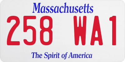 MA license plate 258WA1
