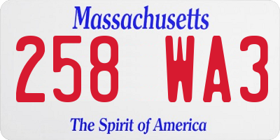 MA license plate 258WA3