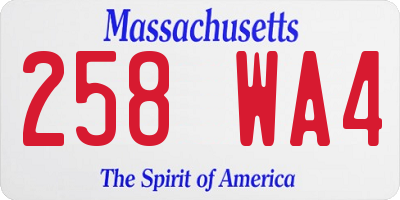 MA license plate 258WA4
