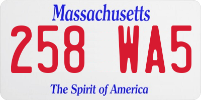 MA license plate 258WA5