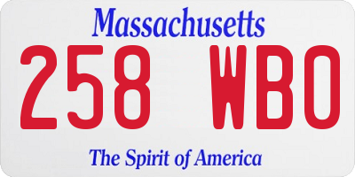 MA license plate 258WB0