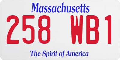 MA license plate 258WB1
