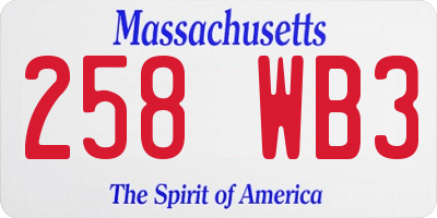 MA license plate 258WB3