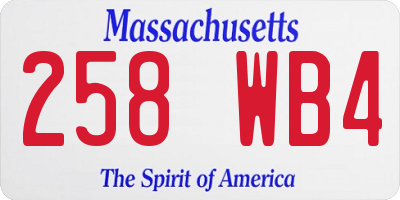MA license plate 258WB4