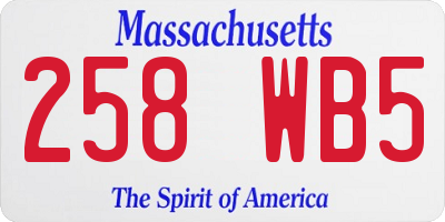 MA license plate 258WB5