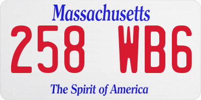 MA license plate 258WB6