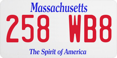 MA license plate 258WB8