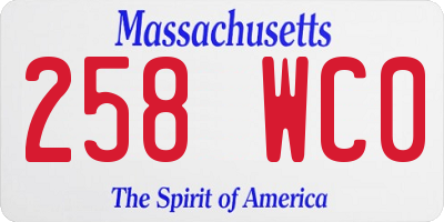 MA license plate 258WC0