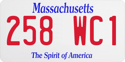 MA license plate 258WC1