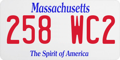 MA license plate 258WC2