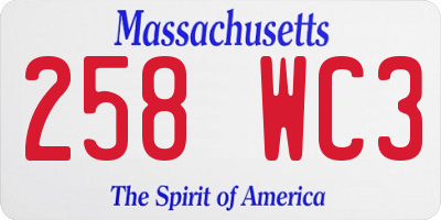 MA license plate 258WC3