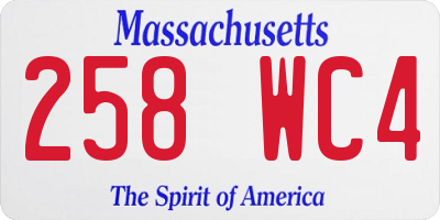 MA license plate 258WC4