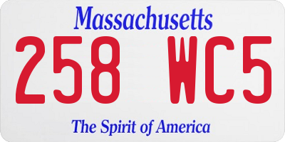 MA license plate 258WC5