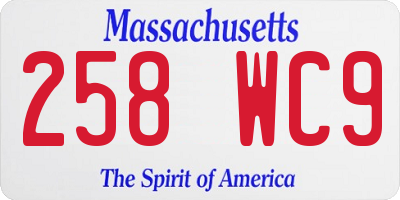 MA license plate 258WC9