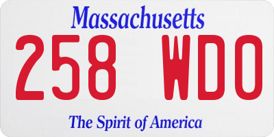 MA license plate 258WD0