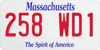MA license plate 258WD1