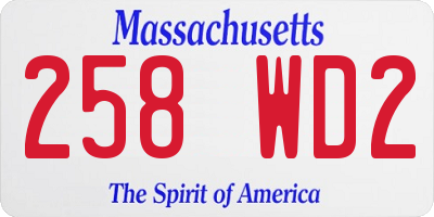 MA license plate 258WD2