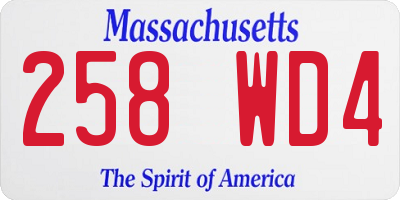MA license plate 258WD4