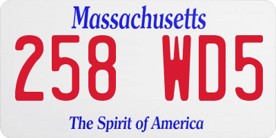 MA license plate 258WD5